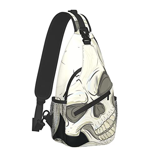 SWEET TANG Fashion Sling Backpack for Boys Mens Skulls Crossbody Shoulder Bag Anti-Theft Gym Bag with Adjustable Strap for Hiking Cycling