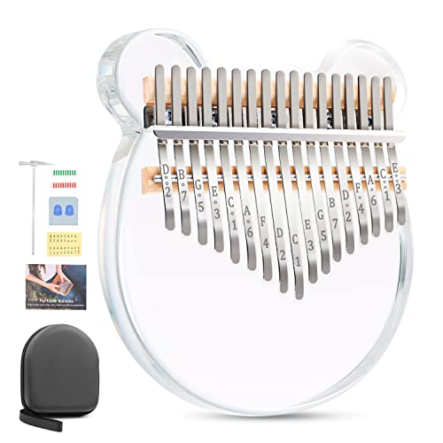 Acrylic Kalimba Thumb Piano,YUNDIE Portable 17 Keys Mbira Crystal Finger Piano with Tune Hammer and Study Instruction,Musical Instruments Christmas Gift for Kid Adult Beginners Professional(Clear)