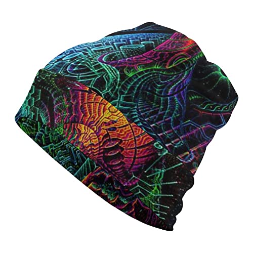 BAIKUTOUAN Trippy Psychedelic Backdrop Soft Warm Skull Cap Lightweight Beanies Hat For Men Women Slouchy Cycling Work Sleep,One Size,White