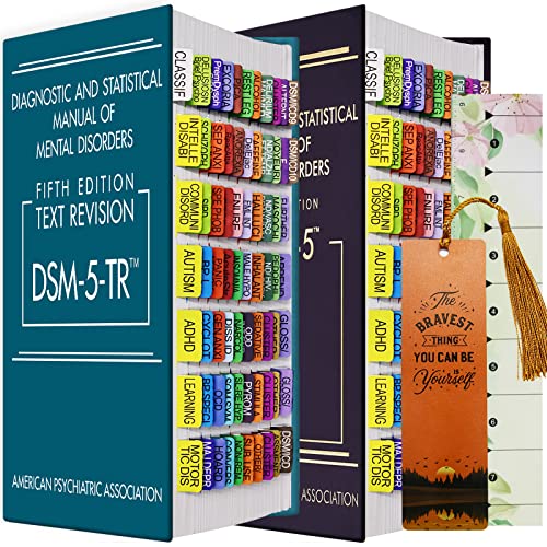Index Tabs for DSM-5,DSM-5-TR, Diagnostic and Statistical Manual of Mmental Disorders, 72 Color-Coded Diagnosis Guide Tabs and 8 Additional Blank Tabs with Alignment Guide and Bookmarker