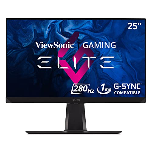 ViewSonic Elite XG250 25 Inch 1080P 1MS 280Hz IPS Gaming Monitor With GSYNC Compatible, HDR400, RGB Lighting, And Advanced Ergonomics For Esports