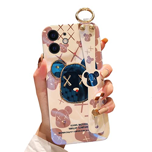 Lastma iPhone 11 Case Cute with Wrist Strap Kickstand Glitter Bling Cartoon IMD Soft TPU Shockproof Protective Cases Cover for Girls and Women – X Bear