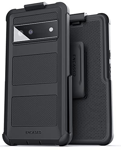 Encased Falcon Designed for Pixel 6 Belt Clip Case, Full Body Protective Phone Case with Holster for Google Pixel 6 (Black)