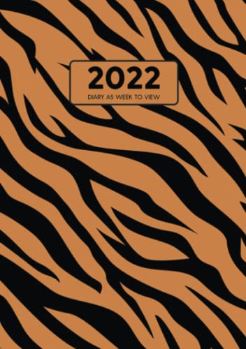 2022 Diary A5 Week to View: Dated Weekly Diary – January to December with Mini Calendar – Orange And Black Tiger Stripes