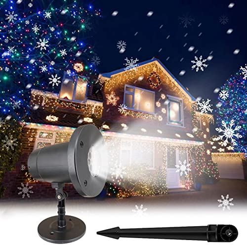 Wenini Snow Projector Light LED Snow Show Projector IP65 Waterproof Outdoor Snowflake Christmas Halloween Party Home Garden Decoration 180 Degrees Projection Snowfall