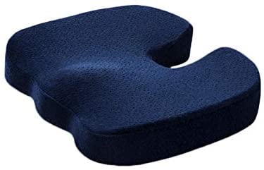 TeddyNorth Blue Seat Cushion Pillow for Work Chair | Premium Quality Memory Foam | Tailbone, Sciatica, Lower Back Pain Relief | Contoured Posture Corrector for Car, Wheelchair, Computer and Desk Chair