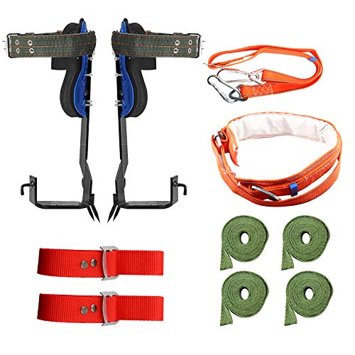 TWSOUL Tree Climbing Gear with Harness Belt, 304 Stainless Steel Tree Climbing Spikes 2 Gears with Adjustable Climbing Non-Slip Pedal for Picking Fruit, Climbing Trees and Outdoor Sports