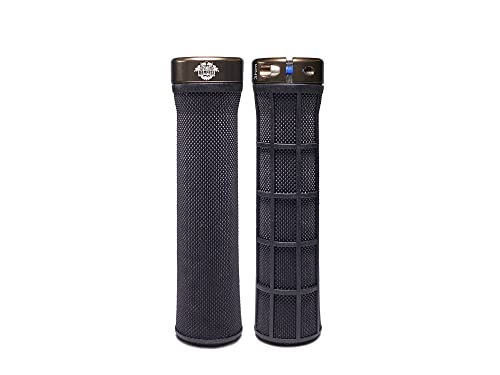 All Mountain Style AMS Berm Grips – Lock-on Tapered Diameter, Comfortable Grips, Red Bull Rampage Black,Universal