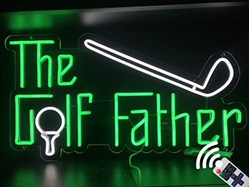 WhatABirdie The Golf Father LED Neon Sign-Unique Golf Gift for Men Funny Golf Saying Neon Sign Golfing Wall Art for Home Golf Decor LED Neon Light Golf Theme Neon Gifts for Golfers, Husband and Dad