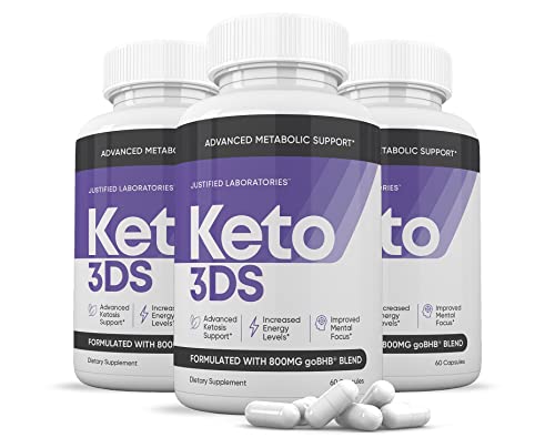 (3 Pack) Keto 3DS Pills Includes Apple Cider Vinegar goBHB Exogenous Ketones Advanced Ketogenic Supplement Ketosis Support for Men Women 180 Capsules