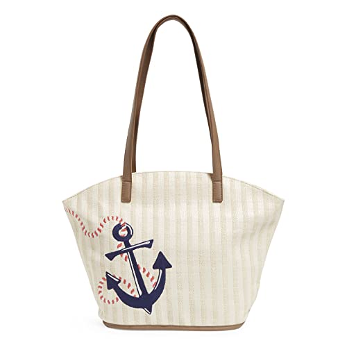 Vera Bradley womens Straw Tote Handbag, Regatta Anchor Navy, One Size US