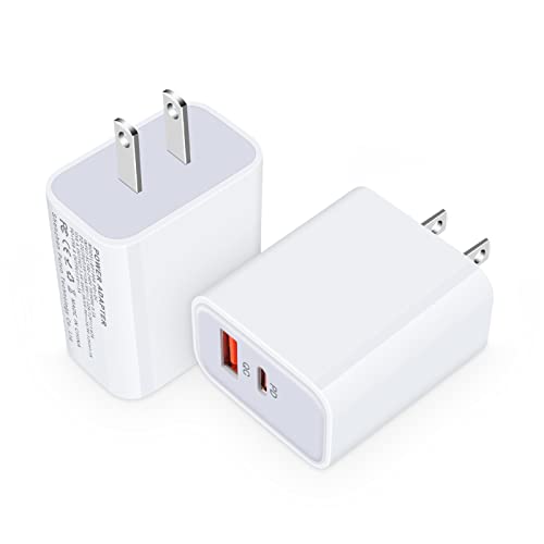 USB Type C Charger Block for Samsung Galaxy S23 Ultra,A14,A23,A13 5G,A54,A53,S22,A03S,S21FE,A52,S20;2Pack 20W Dual Port Wall Charger Plug USBC Block Brick for Pixel 6a,7,6,5A;iPhone SE,14,13,12