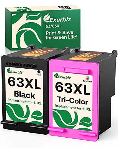 63XL Black Tri-Color Ink Cartridge High-Yield Replacement for HP 63 63XL Works for HP Envy 4520 4512 4513 4516 OfficeJet 3830 4650 5258 DeskJet 1112 1110 3630 Printer