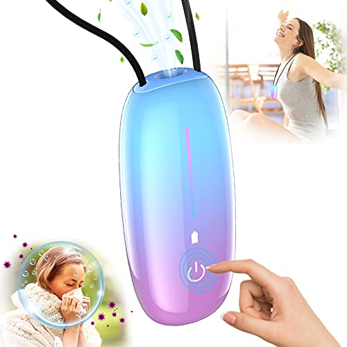 Personal Air Purifier, Timeage Wearable Air Purifier Necklace, Portable Mini Air Ionizer Eliminates Pollen,Smoke,Dust for Outdoor,Travel( Touch Panel)
