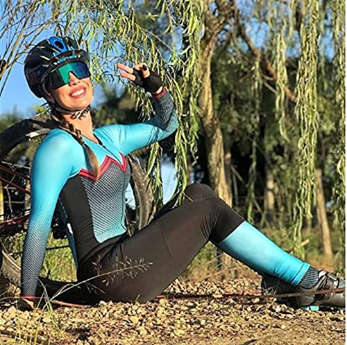 HAIKAI Women’s Cycling Suit Triathlon Jumpsuit Suit Cycling Jersey Set Long Sleeve Pants Women Bike Sport Tight Running Skinsuit (Color : 1, Size : XS) (Color : 2, Size : Small)