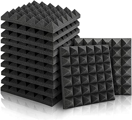 Sound Proof Foam Panels for Walls, 2″ X 12″ X 12″, 12 Pack Acoustic Panels, Sounds Absorbing Foam Padding for Noise Decreasing and Echoes Absorbing, Soundproof Foam Indoor (Pyramid)