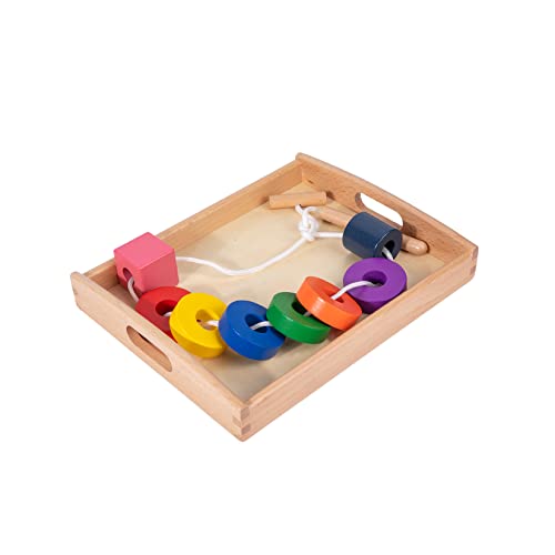 Adena Montessori Lacing with Tray Baby Hands-on Ability Toys for 2 Years Old Toddler Infant