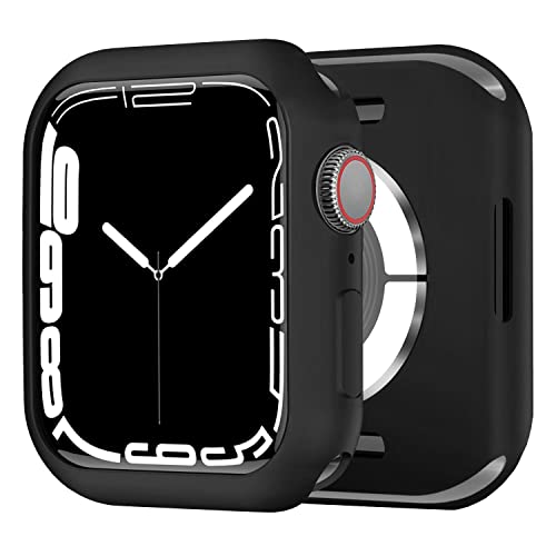 BOTOMALL for Apple Watch Case 45mm Series 7/8 Soft Flexible TPU Thin Lightweight Protective Bumper for iWatch [No Screen] – Black