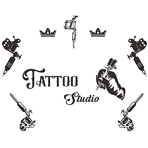 ANFRJJI Tattoo Studio Decor, Tattoo Sign Tools Wall Stickers Mural Tattoos for Club Tattoo wall decor Tattooed Man wall art Great Tattoo Artists wall sticker for Tattoo Shop Decor effect size 39″x31″ JWH167 (black)