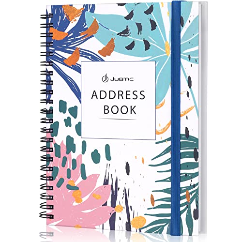 JUBTIC Address and Password Book with Alphabetical Tabs Hardcover Spiral Bound Address Organizer for Contacts,Internet Website Logins,Telephone Book Notebook Journal for Home Office,5.2″ x7.7″