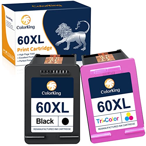 Colorking Remanufactured Ink Cartridge Replacement for HP 60XL 60 XL CC641WN CC644WN for HP Photosmart C4680 D110a C4795 DeskJet D2680 F4280 F4480 F2430 F4580 Envy 100 Printer (1 Black, 1 Tri-Color)
