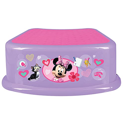 Disney Minnie Mouse Happy Helpers Bathroom Step Stool for Kids Using The Toilet and Sink, Pink and Purple, 12.1″x4.7″x9.4″