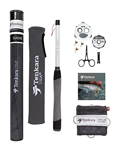 Tenkara USA Fly Fishing (Complete Set: HANE™ Rod + Starter Kit) | Super Compact, All-Around, Small Stream, Tight Waters – Carbon Fiber, Lightweight, Telescopic.