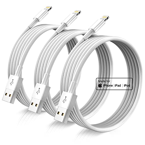 iPhone Charger Cord Lightning Cables, Original 2022 Upgraded [3Pack 6ft] Apple MFi Certified USB A Charging Cable for iPhone 13 12 11 Mini Pro XR Xs Max X SE 8 7 6 Plus iPad iPod AirPods – White