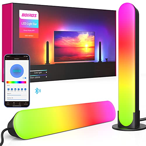 BOIROS Smart Led Light Bars, RGB lights Bars TV Backlights with 16 million colors 19 Scene Modes and Music Modes, Bluetooth App Remote Control for room decor, Gaming, Pictures, PC, TV Ambient Lighting
