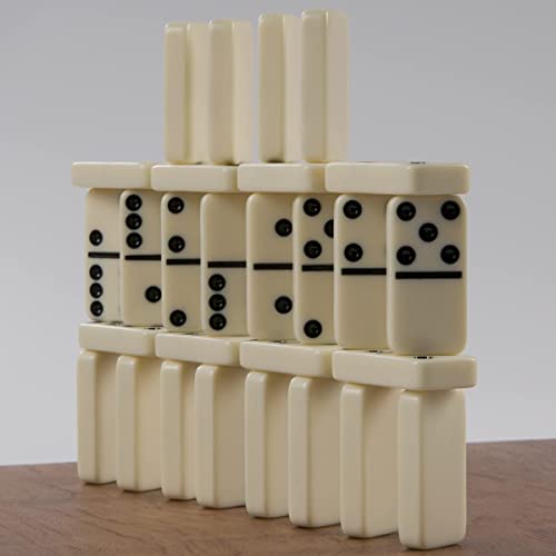 MEIOCION Dominoes Set- 28 Piece Double 6 Ivory Domino Tiles Set, Classic Family Game with Cloth Storage Case | The Storepaperoomates Retail Market - Fast Affordable Shopping