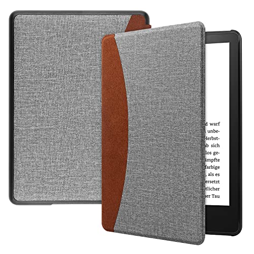 FANRTE Case Fits Amazon 6.8″ Kindle Paper White(11th Generation 2021 Release) and Signature Edition,Ultra-Thin and Lightweight PU Leather Smart Protective case with Auto Wake/Sleep(Grey)
