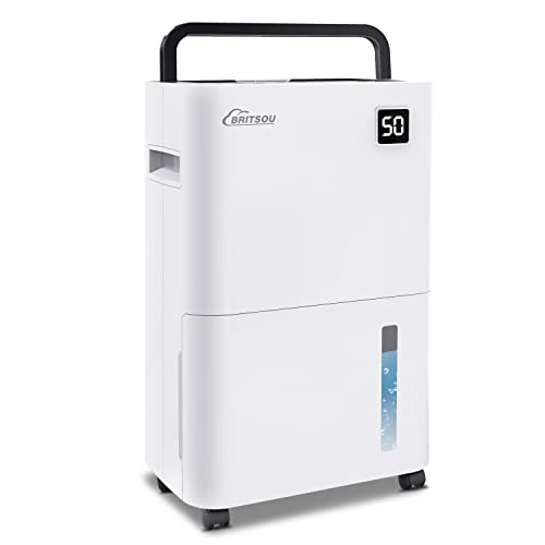 Dehumidifier 3500 Sq. Ft 50 Pint BRITSOU Dehumidifiers for Home Basements Bedroom with Drain Hose | Quiet Dehumidifier for Medium to Large Room | Dry Clothes Mode | Intelligent Humidity Control with 24HR Timer