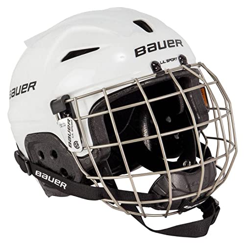 Bauer Hockey Bauer Lil Sport Hockey Helmet Combo with Face Mask Cage (White) Youth