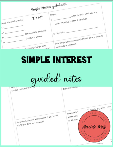 Simple Interest Guided Notes