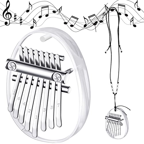 Mini Thumb Piano 8 Key Transparent Kalimba Acrylic Finger Piano Backpack Pendant Accessory for Kids Birthday Gifts Portable Musical Toys
