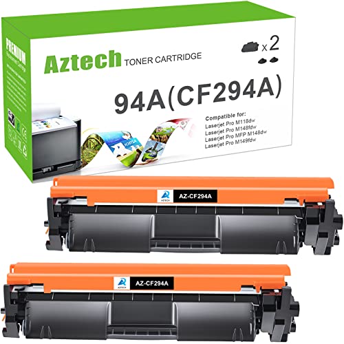 Aztech Compatible Toner Cartridge Replacement for HP 94A CF294A 94X CF294X Pro M118dw MFP M148dw M148fdw M149fdw M118 M148 M149 Printer High Yield Ink (Black 2-Pack)