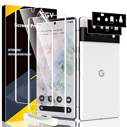 EGV [2+2 Pack] Compatible for Google Pixel 6 PRO 6.71-inch, Flexible TPU Screen Protector and Glass Camera Lens Protector [Not for Pixel 6] Case Friendly [Support Fingerprint Reader] Transparent
