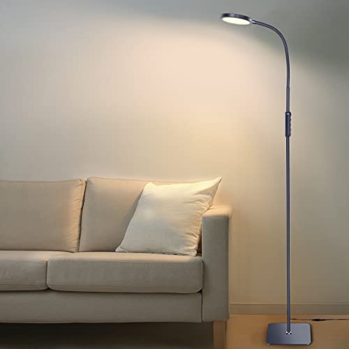 XONHUALX LED Floor Lamp, Standing Lamp with 6 Brightness Levels 4000K Color Temperature, 30/60 mins Timer Function, Adjustable Gooseneck Reading Lamp for Living Room, Bedroom, Office