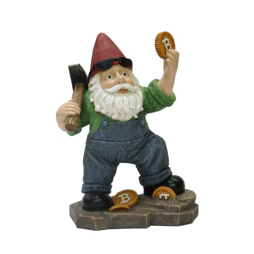 Nature’s Mark 9.25″ H Mining Garden Gnome Mining Bitcoin BTC Statue for Home and Garden Decor Figurine