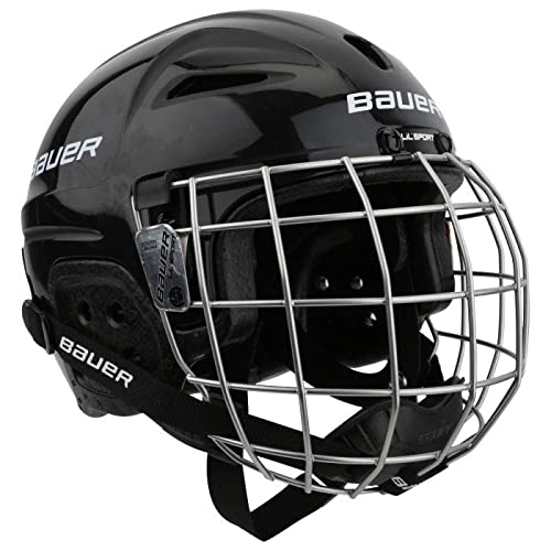 Bauer Hockey Lil Sport Hockey Helmet Combo with Face Mask Cage (Black)