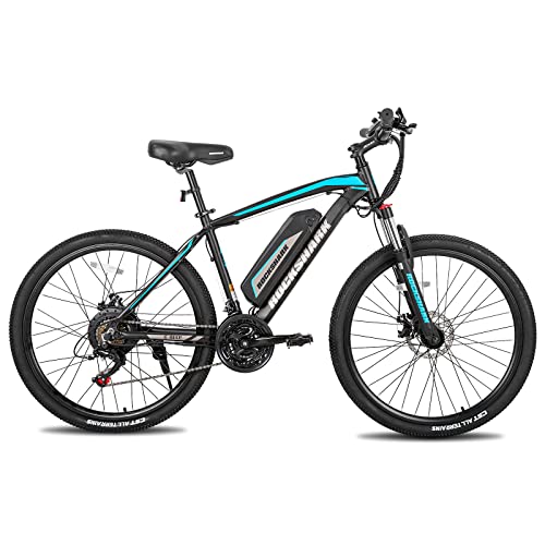HILAND Rockshark Aluminum Electric Mountain Bike Equipped with 350W Motor,26 inch 21MPH Adults E-Bike Shimano 21 Speed Disc Brake Suspension Fork with 36V 10.4Ah Removable Battery