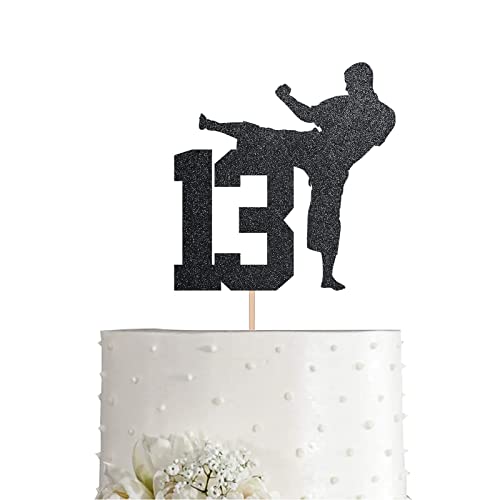 Karate 13 Cake Topper, 13th Birthday Taekwondo Taekwondo Martial Arts Boy Girl Party Supply