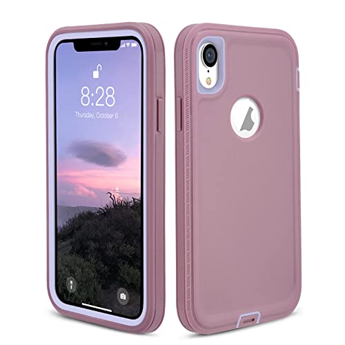 CAFEWICH iPhone XR Case, Heavy Duty Defender Shockproof Drop Protective Rugged Dual-Layer 2 in 1 Design for iPhone XR Phone Cover 6.1” [Not Built in Screen Protector], Pale Purple