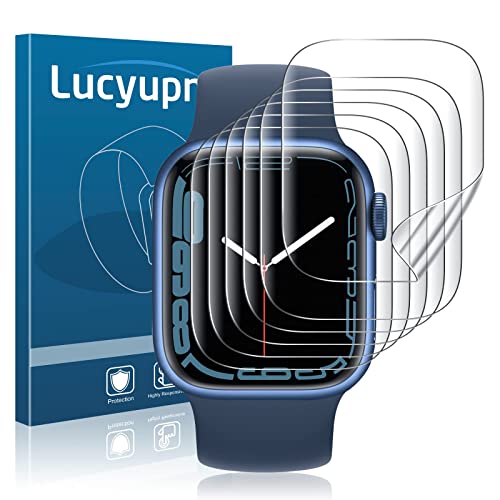 Lucyupn [6 Pack Compatible with Apple Watch Series 7 45mm Screen Protector, [New Version] Max Coverage Bubble-Free HD Clear Flexible TPU Film for iWatch 45mm