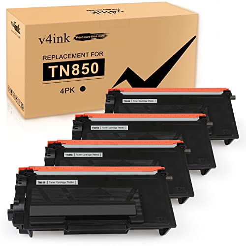 v4ink Compatible Toner Cartridge Replacement for Brother TN850 TN-850 TN-820 TN820 use with HL-L5200DW HL-L6200DW MFC-L5700DW MFC-L5800DW MFC-L5900DW DCP-L5600DN Printer (4 Packs, New Version)