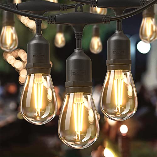 LityMax 100FT Outdoor LED String Lights, Commercial Grade Patio Lights with 32 Shatterproof S14 Bulbs, 100 Foot Connectable bistro Hanging light for Deck Backyard Balcony Wedding Christmas Party Decor
