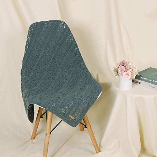 LAWKUL Knitted Baby Blankets Crib Crochet Blanket Toddler Security Blanket Soft Cotton Knit Gender Neutral Baby Blankets Infant Swaddle for Boys and Girls Dark Green Baby Blanket Size 40X30 Inches | The Storepaperoomates Retail Market - Fast Affordable Shopping
