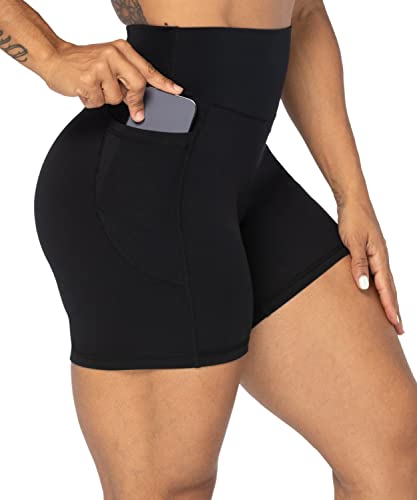 Sunzel 8″ / 5″ / 3″ Biker Shorts for Women with Pockets, High Waisted Yoga Workout Shorts Black Medium