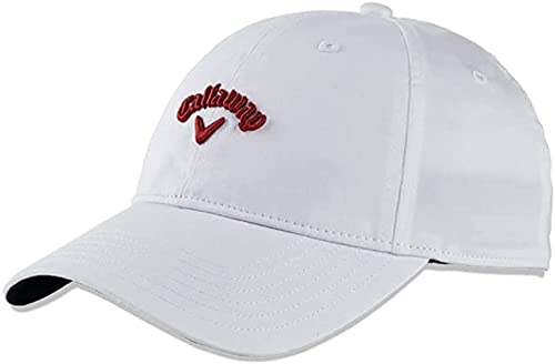 Callaway Golf 2022 Heritage Twill Adjustable Hat, Adjustable Size, White/Dark Red Color