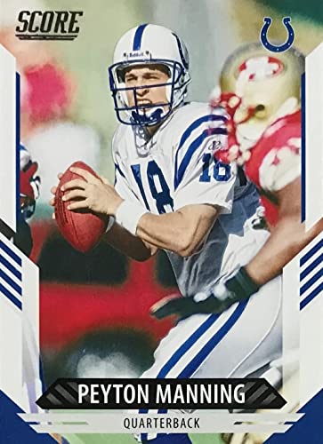 Peyton Manning 5 Card Gift Lot Containing His 2021 Colts Panini Score and 2018 Contenders Tennessee Cards Plus 3 Others